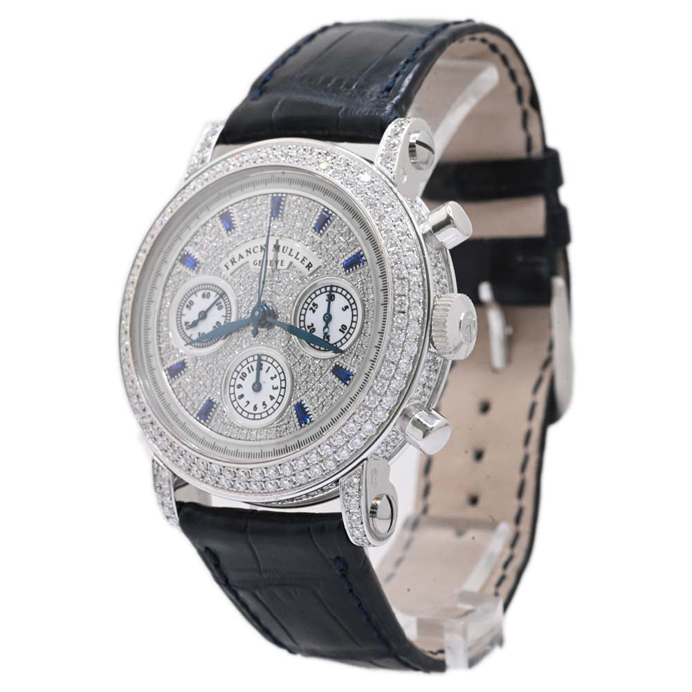 Franck Muller Mens Chronograph White Gold 39mm Pave Diamond Chronograph Dial - Happy Jewelers Fine Jewelry Lifetime Warranty