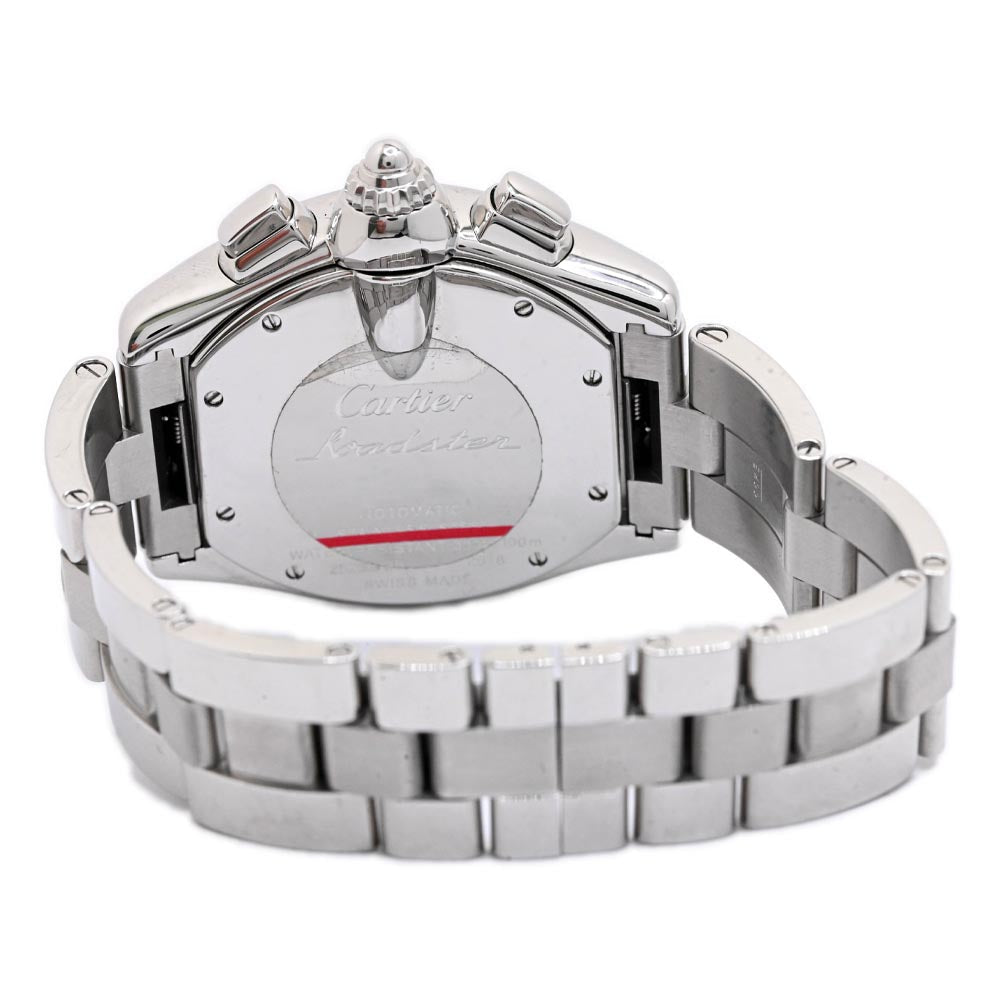 Cartier Men's Roadster XL Chronograph Stainless Steel 49mmx43mm Silver Roman Dial Watch Reference #: W62019X6 - Happy Jewelers Fine Jewelry Lifetime Warranty