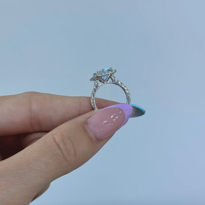 Square Cushion Aquamarine and Diamond Ring - Happy Jewelers Fine Jewelry Lifetime Warranty