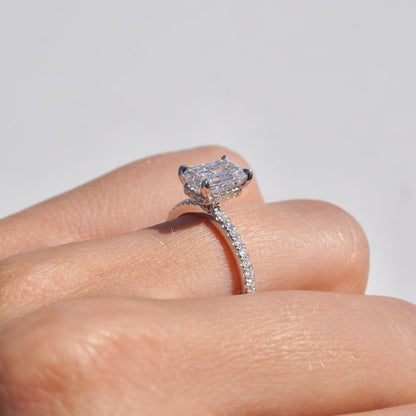 1.71 Emerald Lab Diamond Engagement Ring with Hidden Halo - Happy Jewelers Fine Jewelry Lifetime Warranty