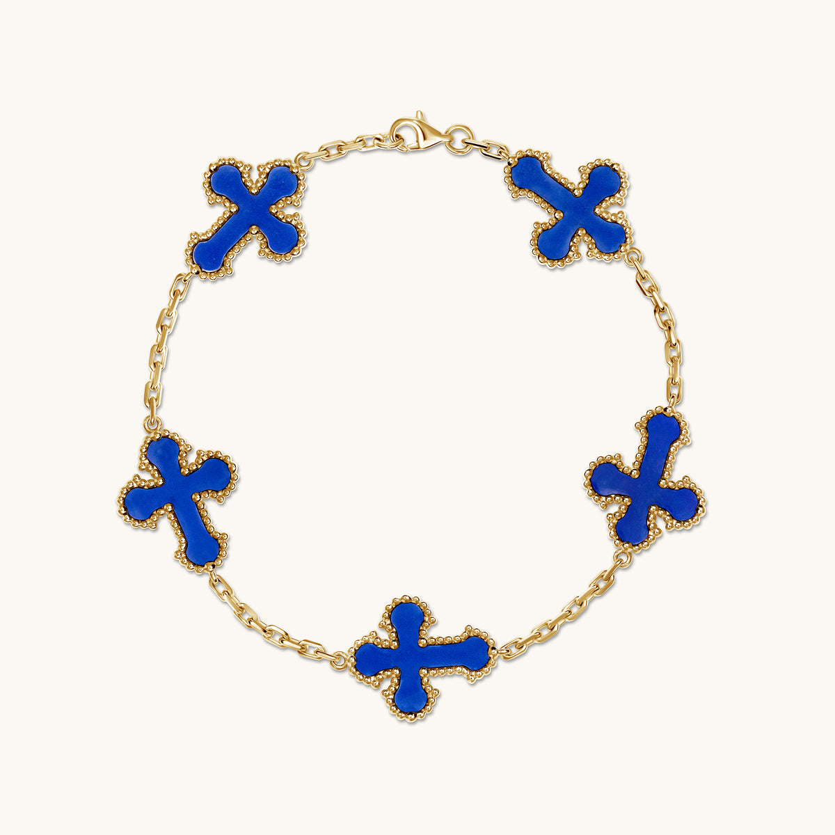 Five Cross Motif Bracelet Blue Lapis