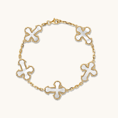 Five Cross Motif Bracelet Mother of Pearl