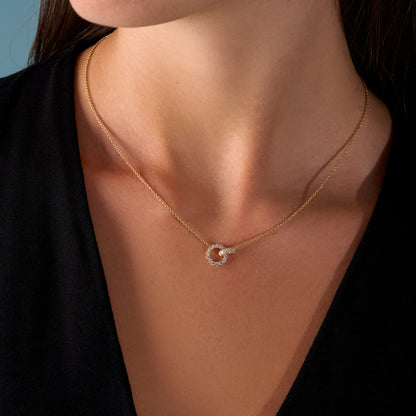 Yellow Gold Forever Connected Diamond Necklace On Figure