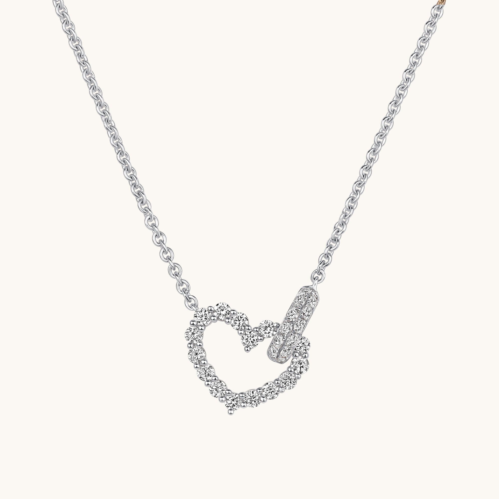 White Gold Forever Connected Heart Diamond Necklace