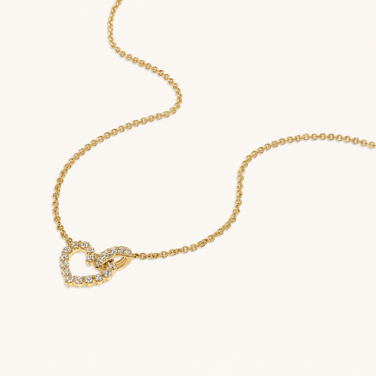 Yellow Gold Forever Connected Heart Diamond Necklace