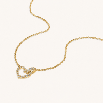 Yellow Gold Forever Connected Heart Diamond Necklace