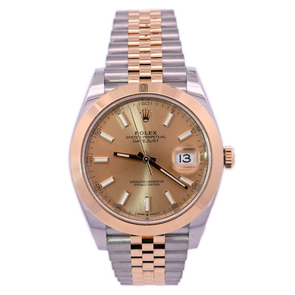 Rolex Datejust Two-Tone Stainless Steel & Yellow Gold 41mm Champagne Stick Dial Watch  Reference #: 126333 - Happy Jewelers Fine Jewelry Lifetime Warranty