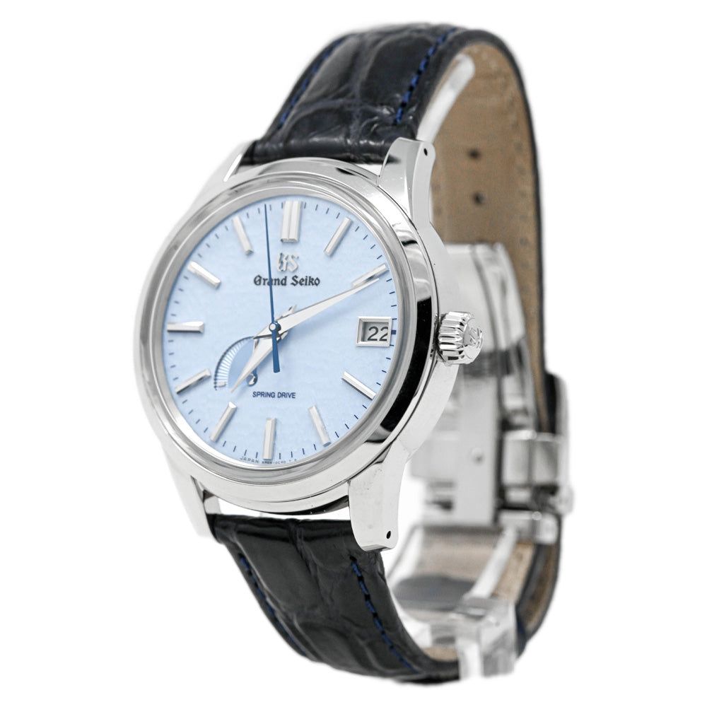 Grand Seiko Mens Spring Drive Stainless Steel 40mm Snow Blue Dial Watch Reference #: SBGA407 - Happy Jewelers Fine Jewelry Lifetime Warranty