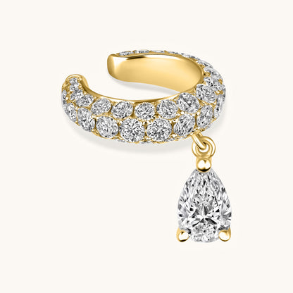 Dangling Pear Diamond Ear Cuff - Happy Jewelers Fine Jewelry Lifetime Warranty