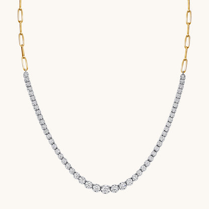 Graduated Half Linked Up Diamond Tennis Necklace - Happy Jewelers Fine Jewelry Lifetime Warranty