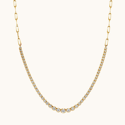 Graduated Half Linked Up Diamond Tennis Necklace - Happy Jewelers Fine Jewelry Lifetime Warranty