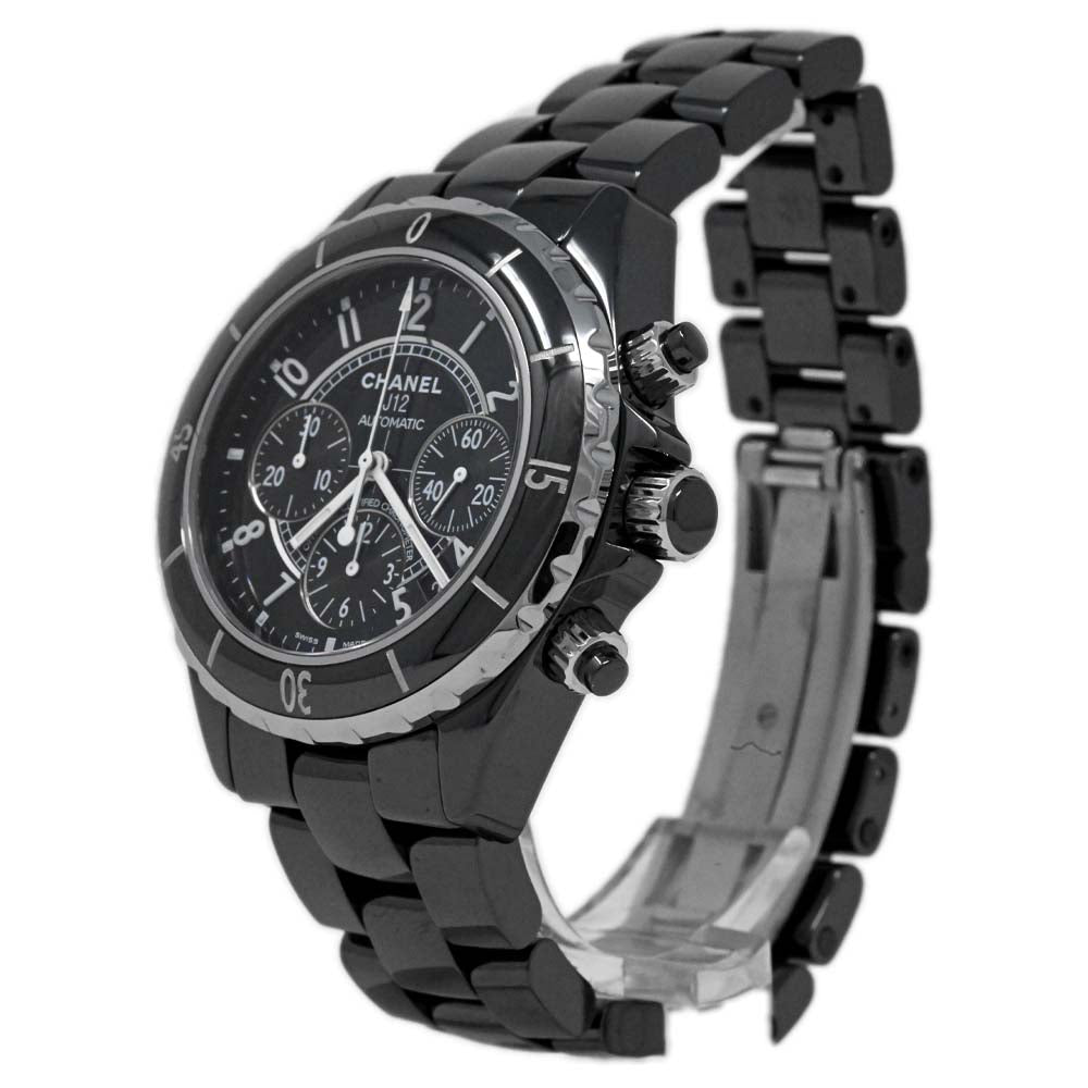 Chanel Unisex J12 Automatic Chronograph Black Ceramic 41mm Black Arabic Dial Watch Reference #: H0940 - Happy Jewelers Fine Jewelry Lifetime Warranty