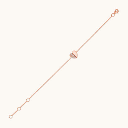 Half-Pave Diamond Heart Bracelet - Happy Jewelers Fine Jewelry Lifetime Warranty