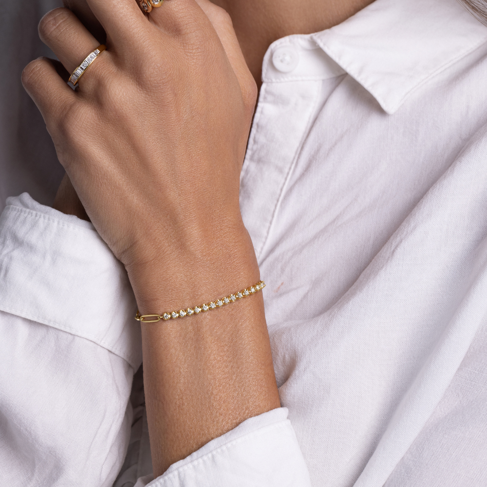 Half Diamond Tennis Linked Up Chain Bracelet - Happy Jewelers Fine Jewelry Lifetime Warranty