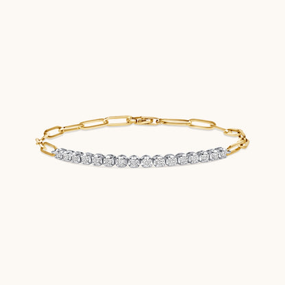 Half Diamond Tennis Linked Up Chain Bracelet - Happy Jewelers Fine Jewelry Lifetime Warranty