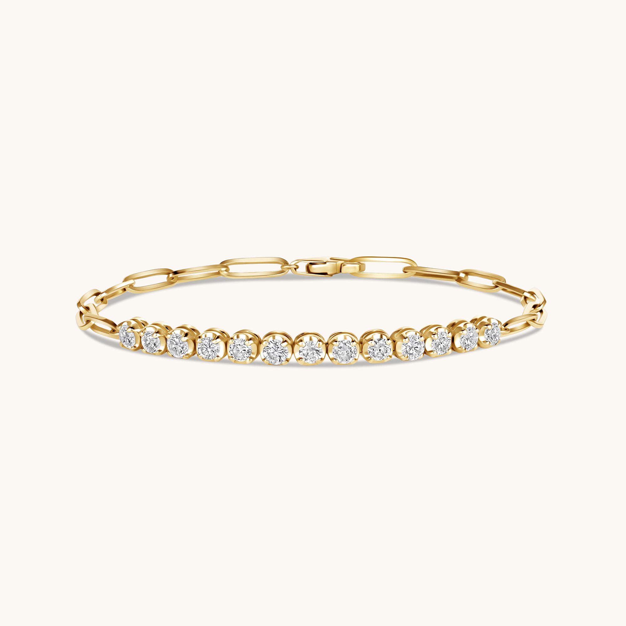 Half Diamond Tennis Linked Up Chain Bracelet - Happy Jewelers Fine Jewelry Lifetime Warranty