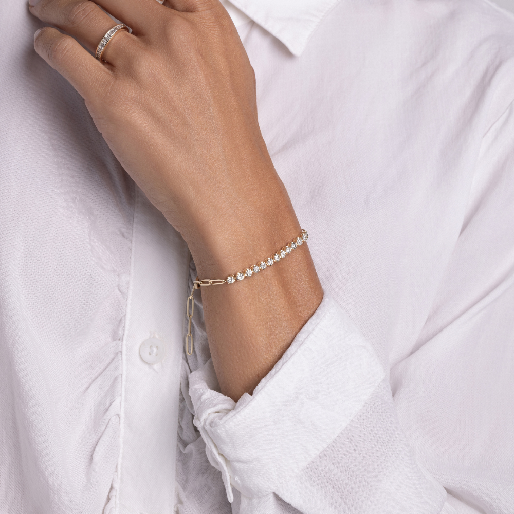 Half Diamond Tennis Linked Up Chain Bracelet - Happy Jewelers Fine Jewelry Lifetime Warranty