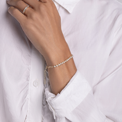 Half Diamond Tennis Linked Up Chain Bracelet - Happy Jewelers Fine Jewelry Lifetime Warranty