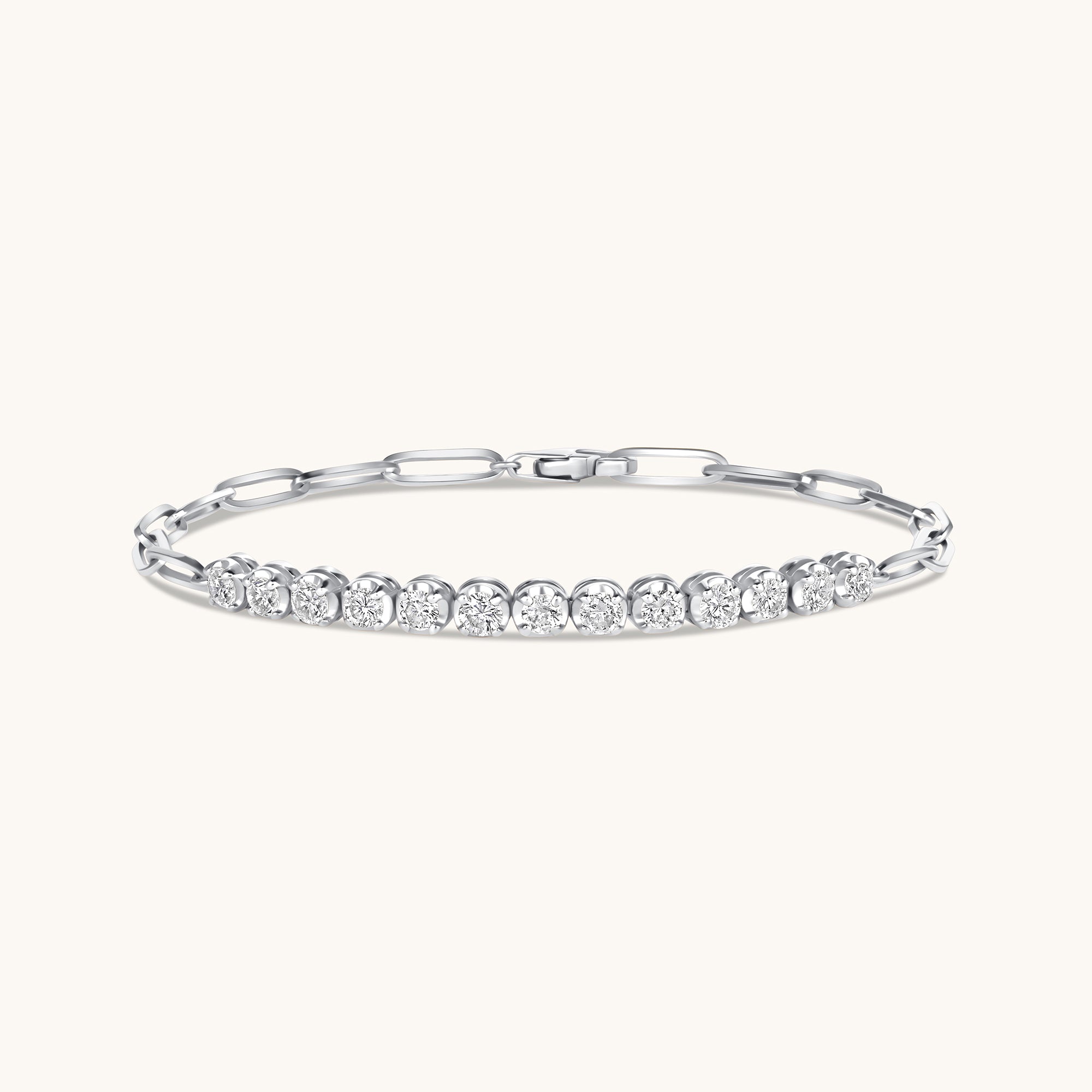 Half Diamond Tennis Linked Up Chain Bracelet - Happy Jewelers Fine Jewelry Lifetime Warranty