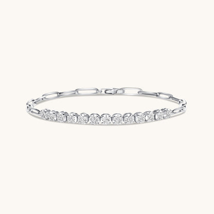 Half Diamond Tennis Linked Up Chain Bracelet - Happy Jewelers Fine Jewelry Lifetime Warranty