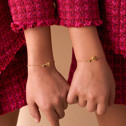 Kid's Diamond Bubble Heart Key Bracelet - Happy Jewelers Fine Jewelry Lifetime Warranty