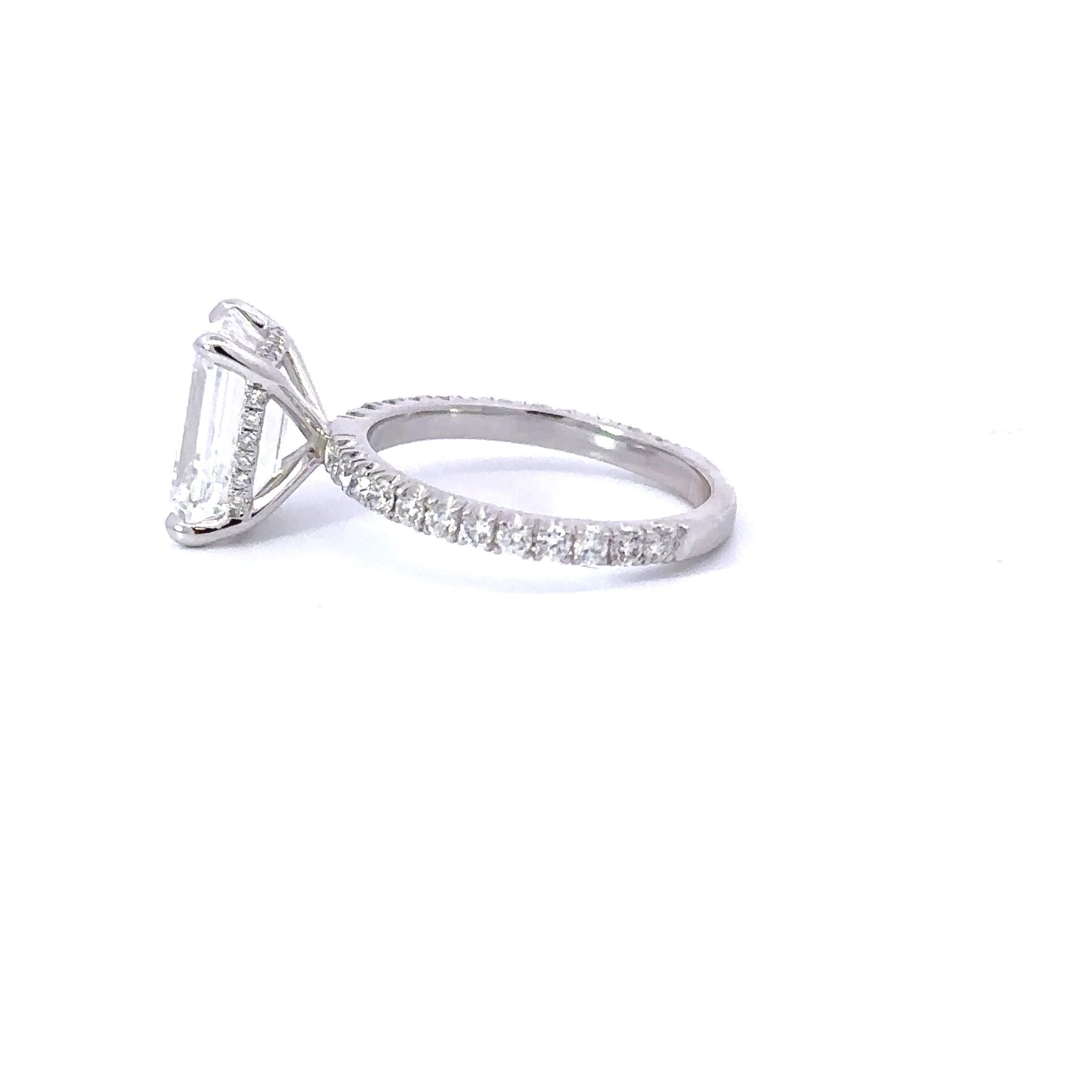 4.08 Carat Labgrown Emerald Engagement Ring with Hidden Halo - Happy Jewelers Fine Jewelry Lifetime Warranty