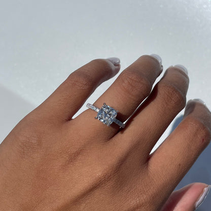 2.61 Carat Natural Cushion Diamond Engagement Ring with Diamond Band - Happy Jewelers Fine Jewelry Lifetime Warranty