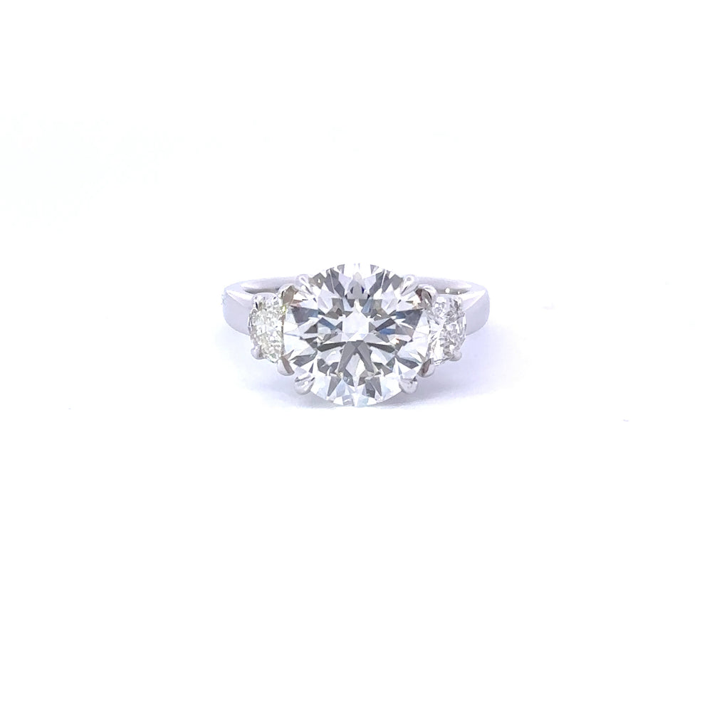 4.04 Carat Round Lab Grown Diamond 3 Stone Engagement Ring - Happy Jewelers Fine Jewelry Lifetime Warranty