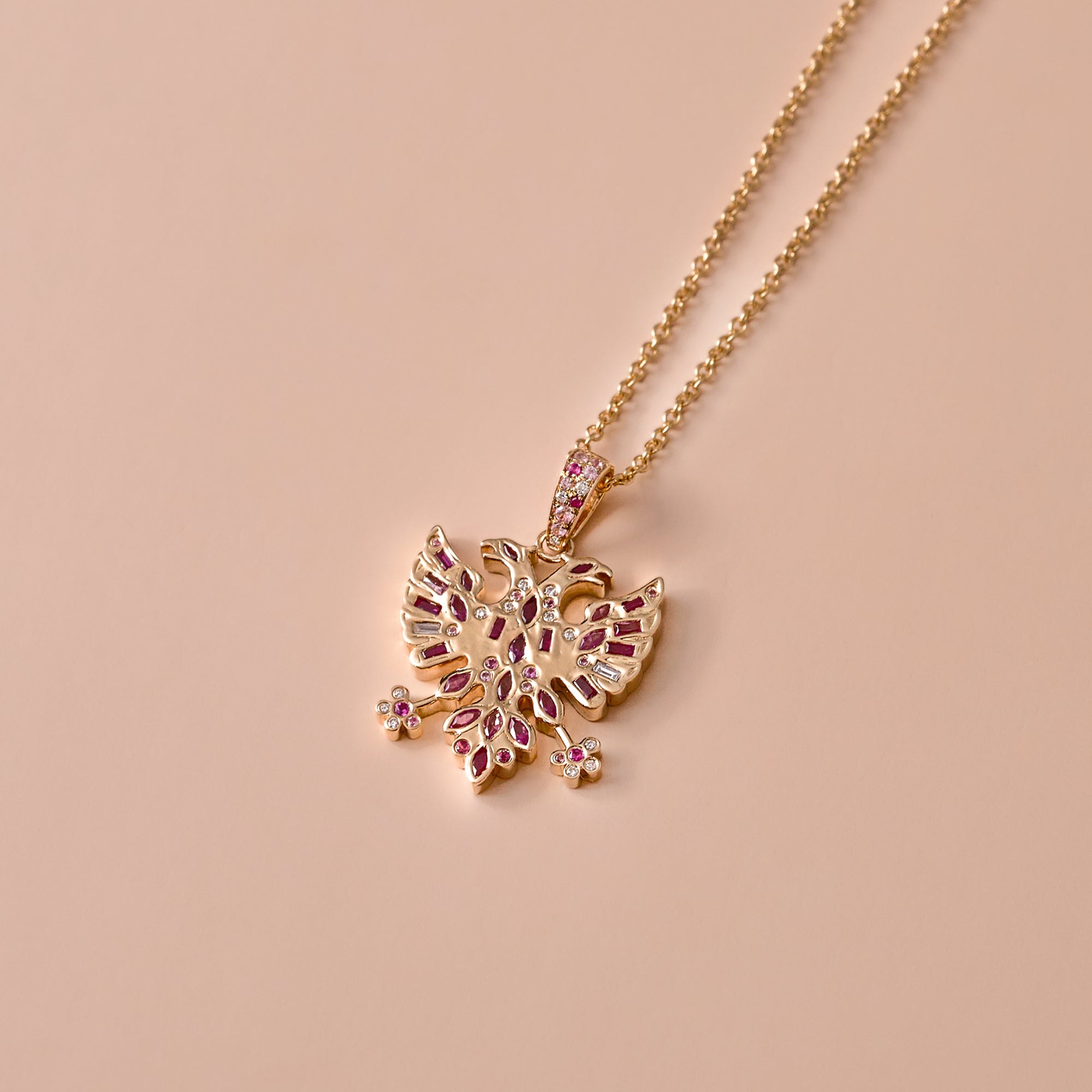 Albanian Eagle Lab Diamond and Sapphire Pendant