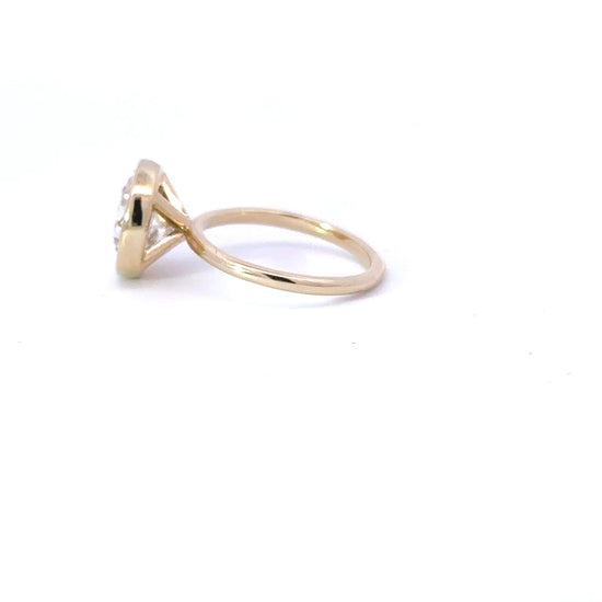 2.52 Carat Round Brilliant Cut Lab Created Bezel Set Diamond Engagement Ring - Happy Jewelers Fine Jewelry Lifetime Warranty