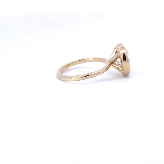 2.52 Carat Round Brilliant Cut Lab Created Bezel Set Diamond Engagement Ring - Happy Jewelers Fine Jewelry Lifetime Warranty