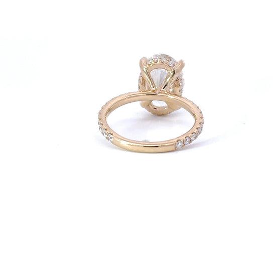 4.09 Carat Lab Grown Oval Engagement Ring with Signature Setting