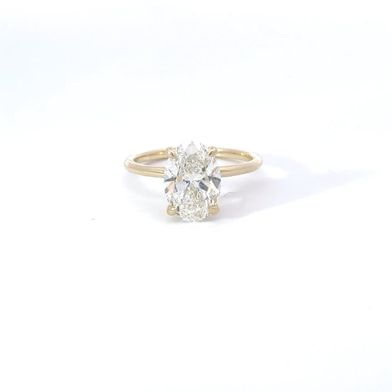 2.04 Carat Oval Lab Grown Diamond Engagement Ring with Hidden Halo - Happy Jewelers Fine Jewelry Lifetime Warranty