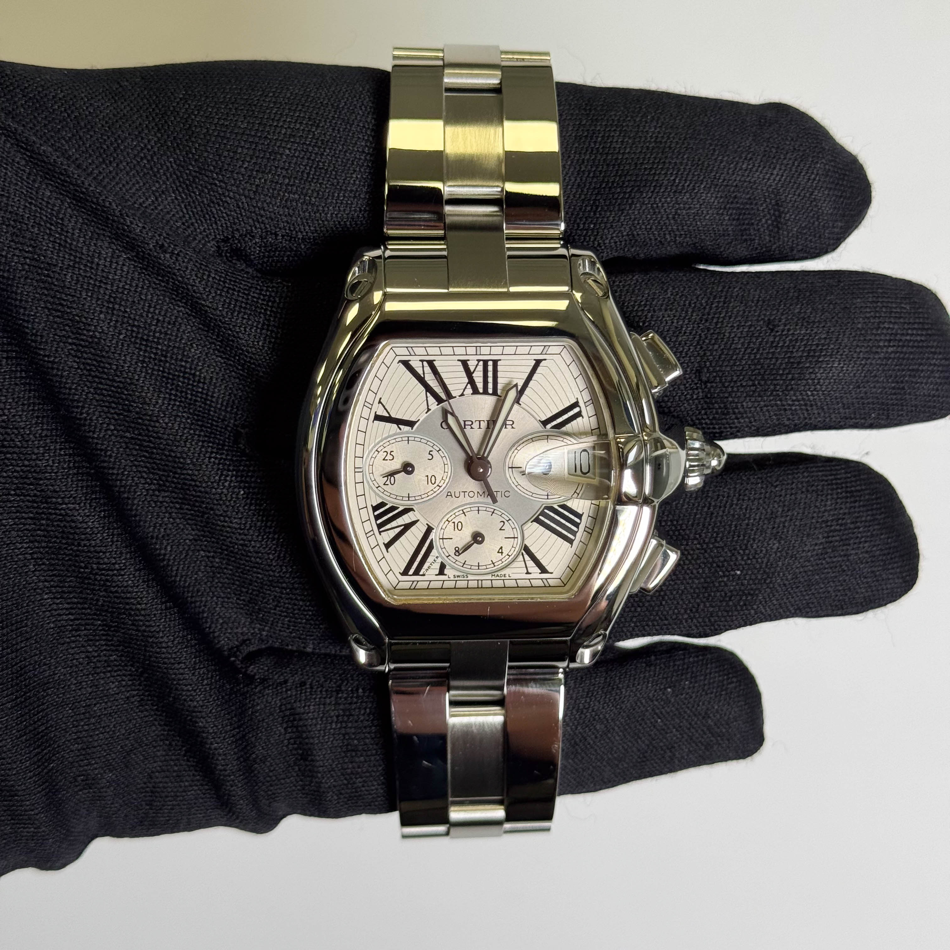 Cartier Roadster 48mm Silver Dial Watch Ref# W62019X6