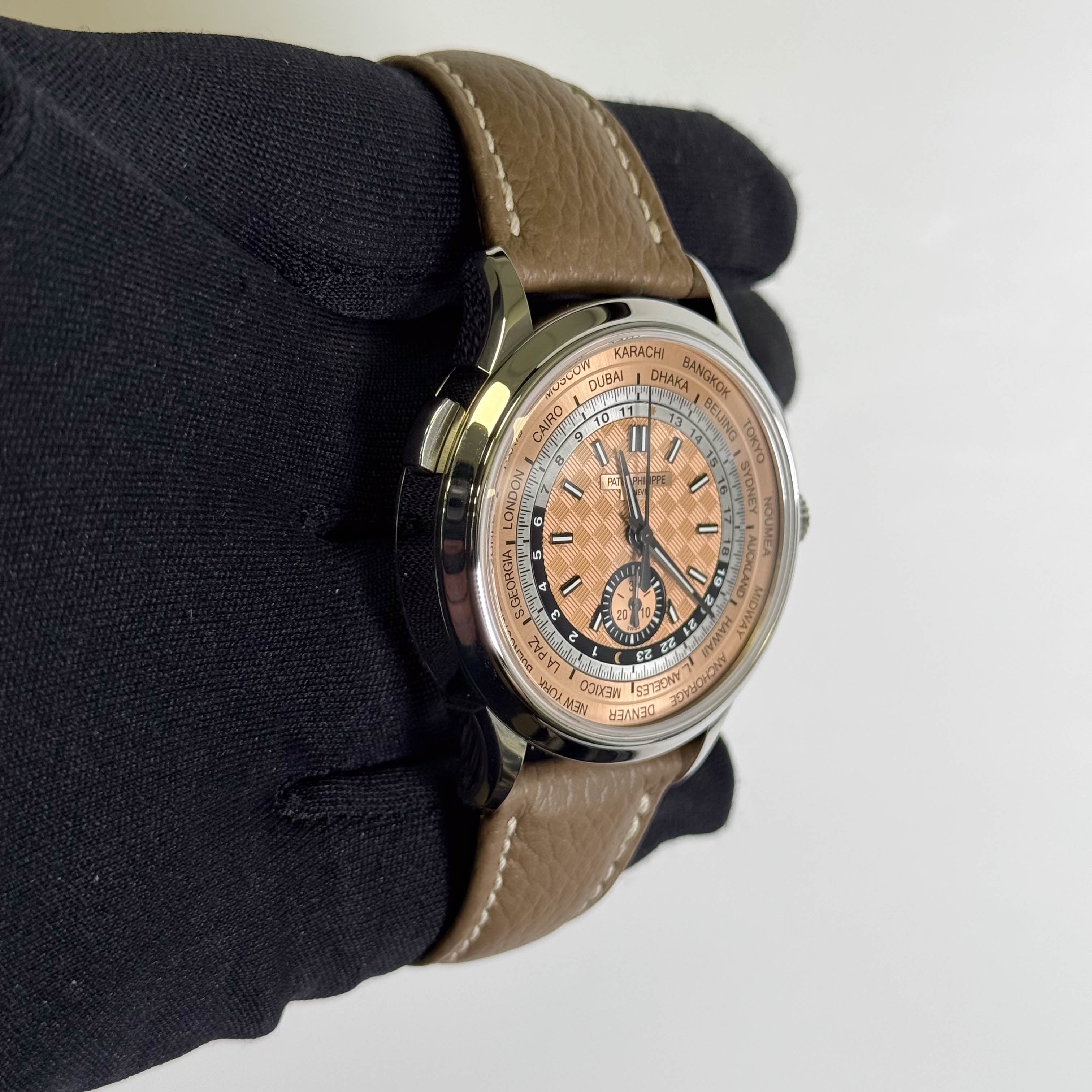 Patek Philippe Complications World Timer 41mm Salmon Dial Watch Ref# 5935A-001