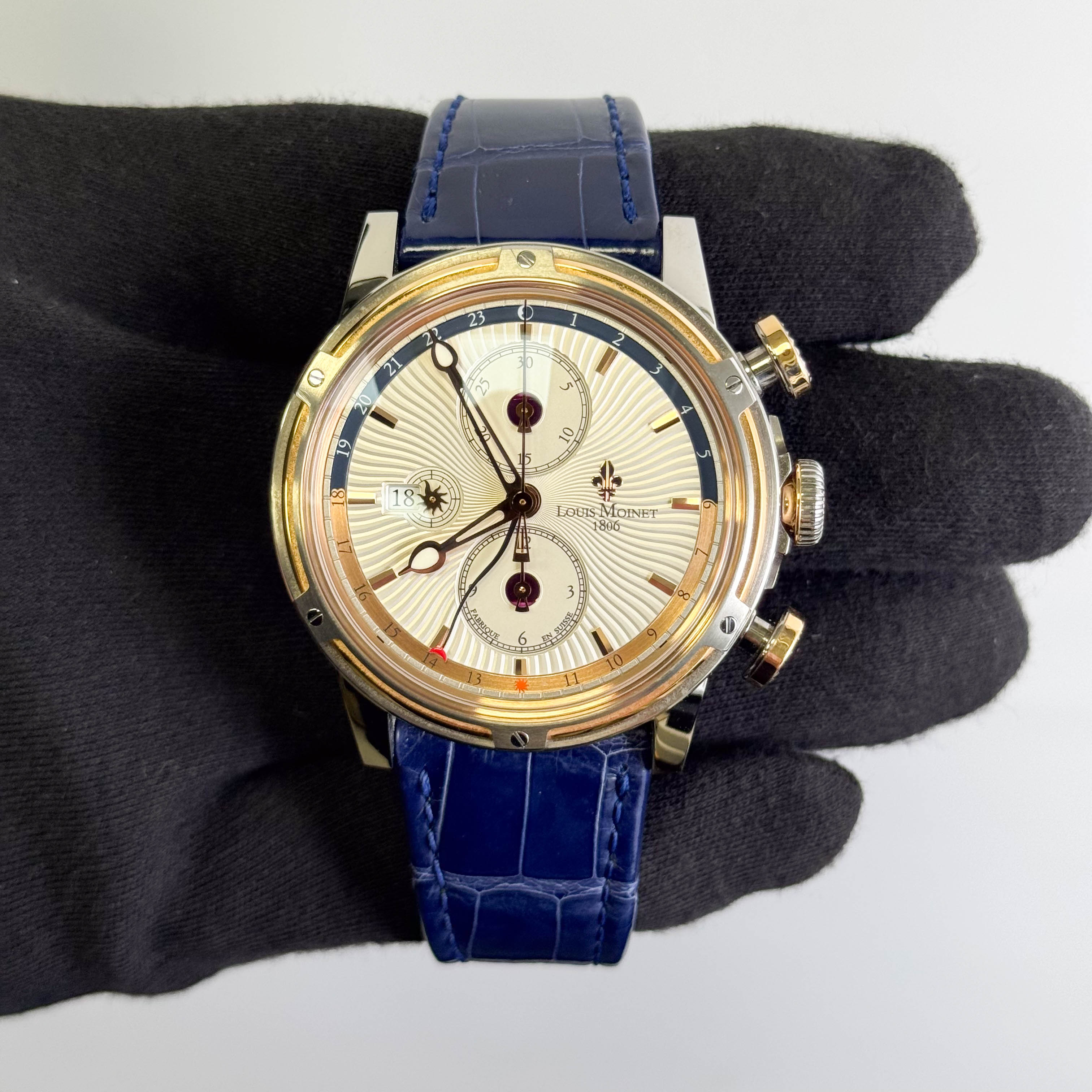 Louis Moinet Geograph 46mm Silver Dial Watch Ref# LM.78.40.65