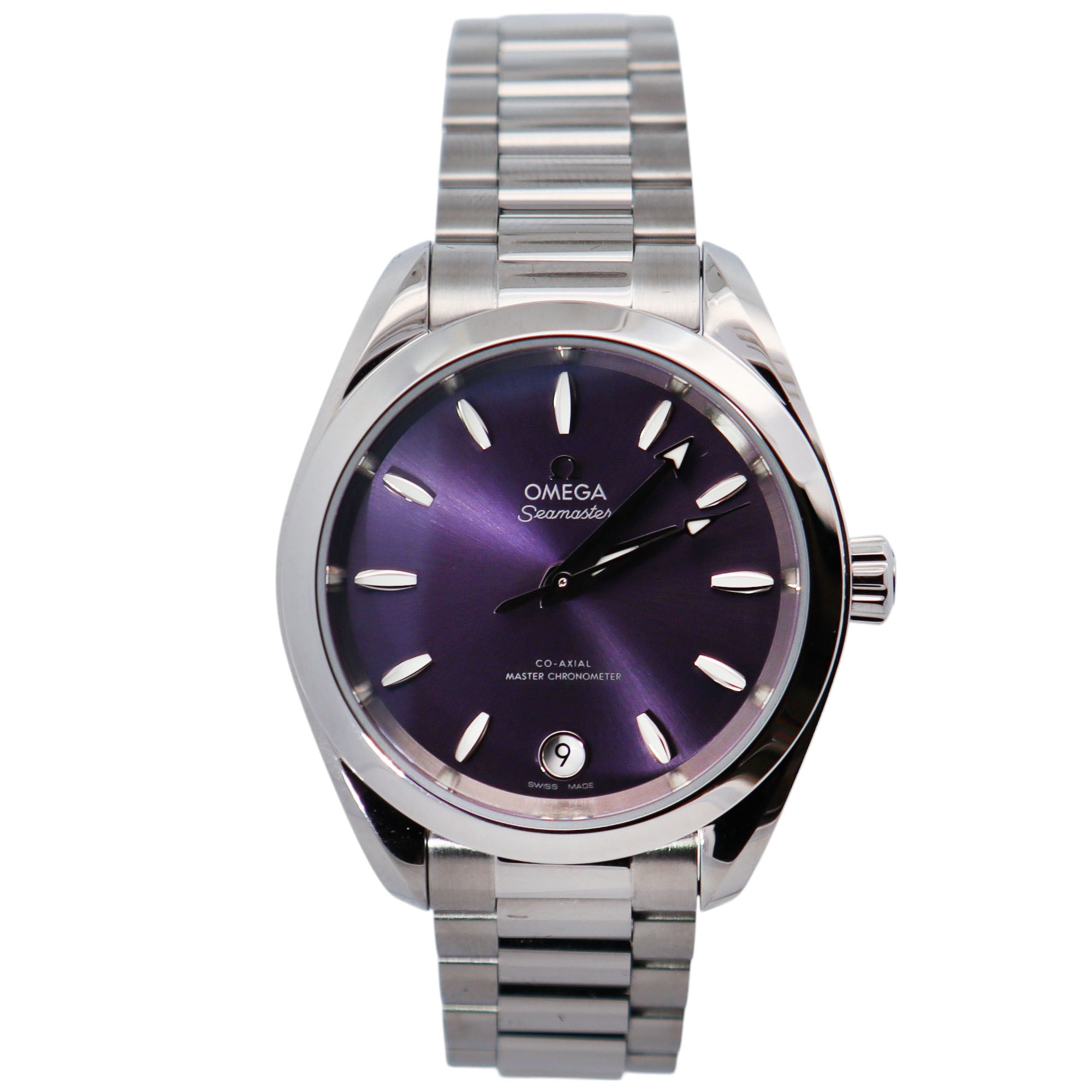 Omega Aqua Terra 34mm Purple Dial Watch Ref# 220.10.34.20.10.002 - Happy Jewelers Fine Jewelry Lifetime Warranty