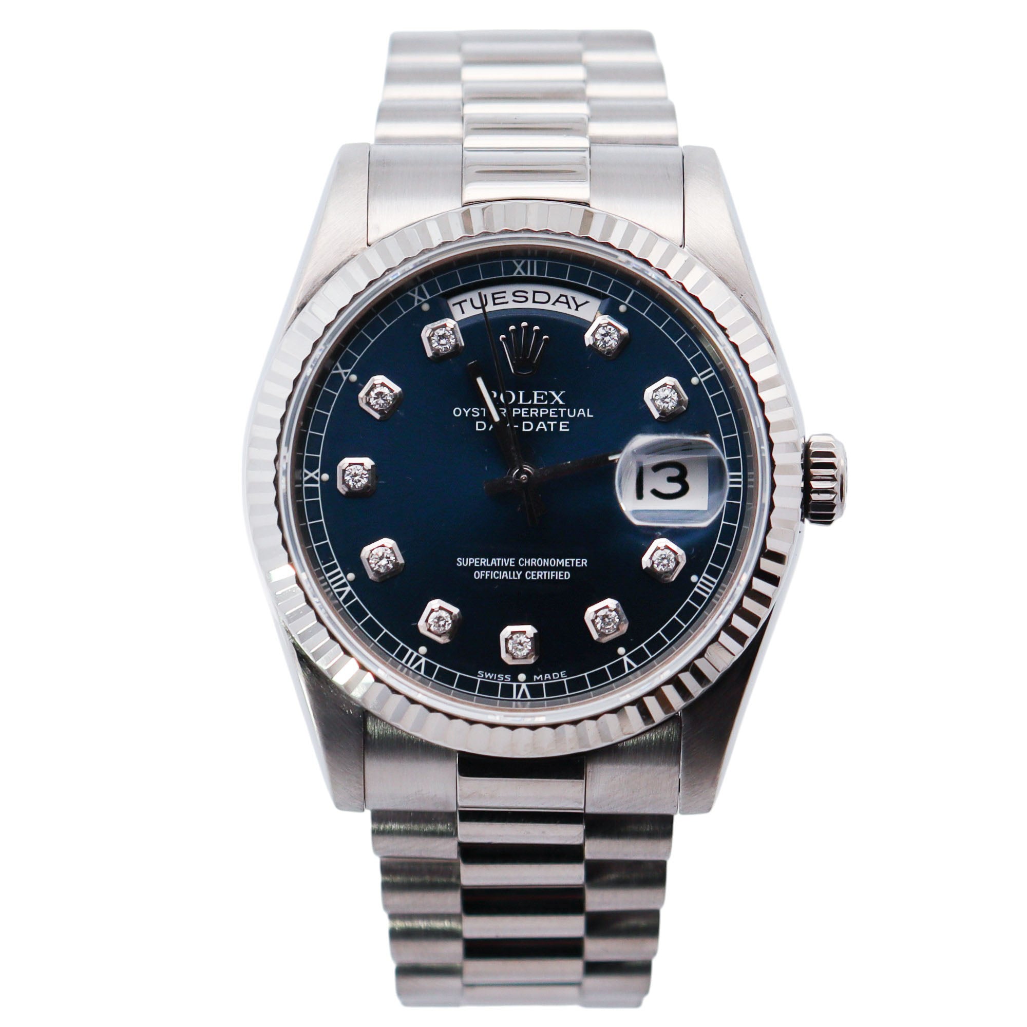 R♡ Rolex Day-Date 36mm Blue Dial Watch Ref# 118239 – Happy Jewelers