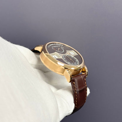 A. Lange & Sohne Zeitwerk 41.9mm Rose Gold Black Dial Watch Ref# 142.031 - Happy Jewelers Fine Jewelry Lifetime Warranty