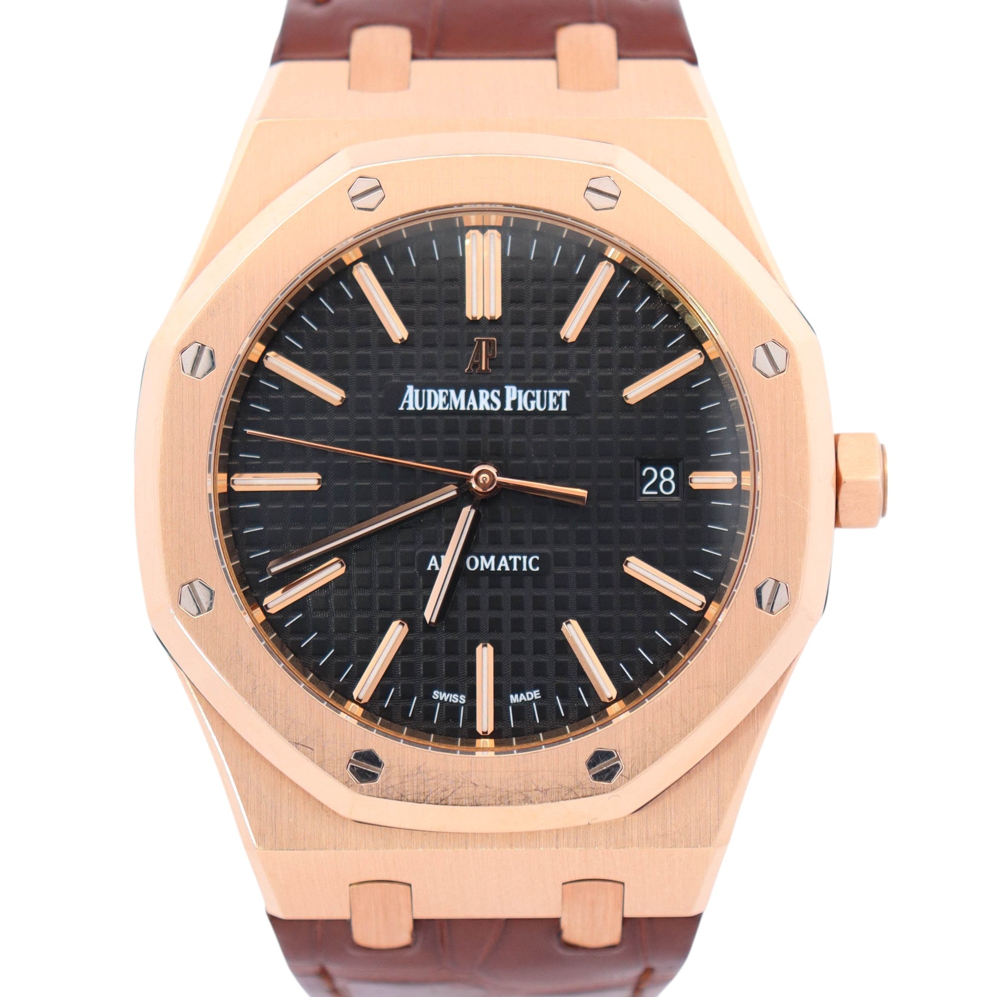 Audemars Piguet Royal Oak 41mm Rose Gold Black Dial Ref# 15400OR - Happy Jewelers Fine Jewelry Lifetime Warranty