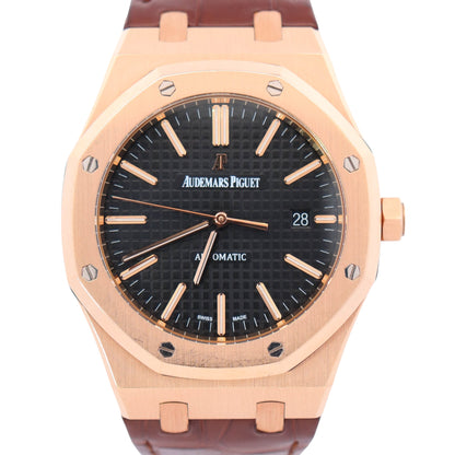 Audemars Piguet Royal Oak 41mm Rose Gold Black Dial Ref# 15400OR - Happy Jewelers Fine Jewelry Lifetime Warranty