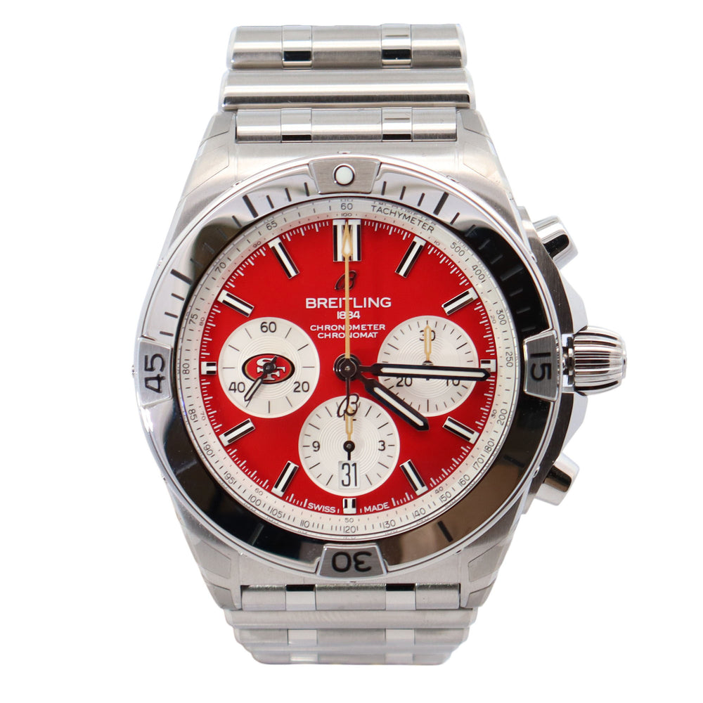 Breitling Chronomat 42mm Red Dial Watch Ref# AB0134