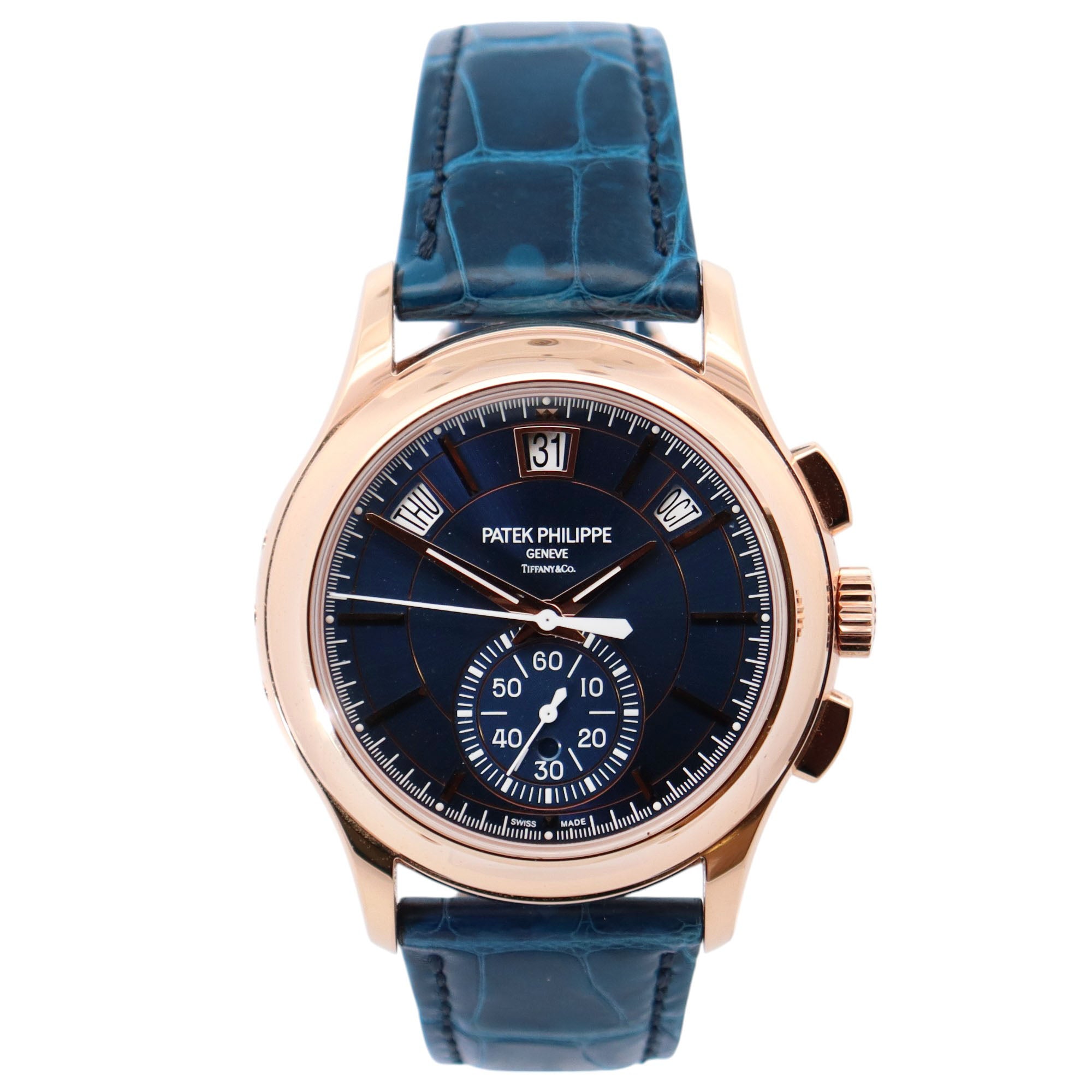 Patek Philippe Annual Calendar Tiffany & Co. 42mm Blue Dial Watch Ref# 5905R-010 - Happy Jewelers Fine Jewelry Lifetime Warranty