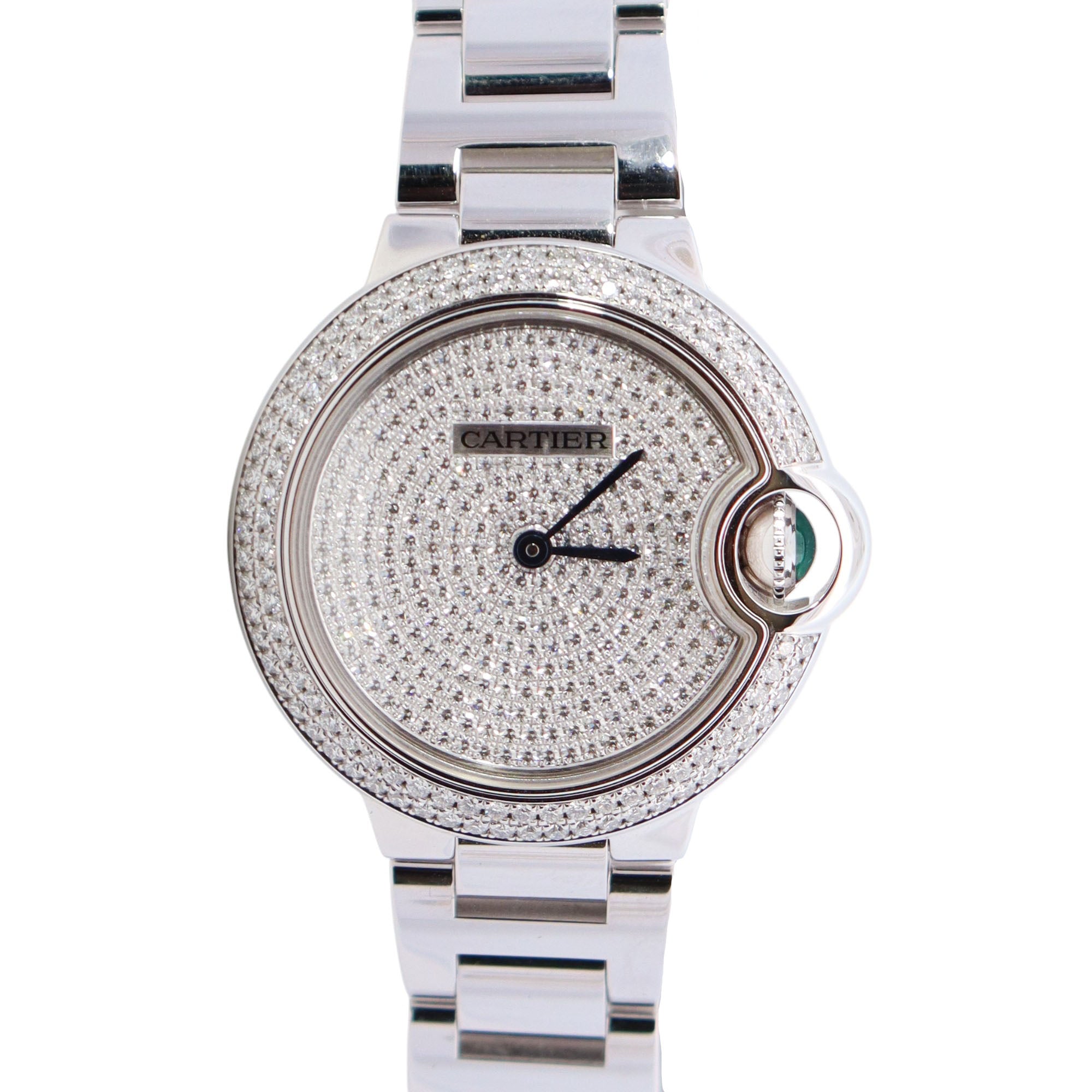 Cartier Ballon Bleu 33mm Pave Dial Watch Ref# WE902048 - Happy Jewelers Fine Jewelry Lifetime Warranty