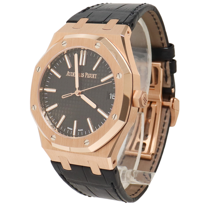 Audemars Piguet Royal Oak 41mm Rose Gold Black Grande Tapisserie Dial Watch Reference# 15500OR.OO.D002CR.01 - Happy Jewelers Fine Jewelry Lifetime Warranty