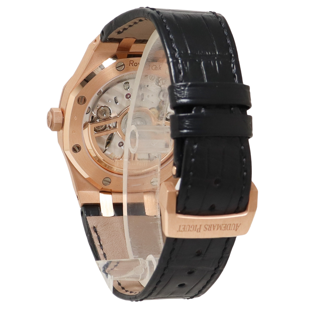 Audemars Piguet Royal Oak 41mm Rose Gold Black Grande Tapisserie Dial Watch Reference# 15500OR.OO.D002CR.01 - Happy Jewelers Fine Jewelry Lifetime Warranty