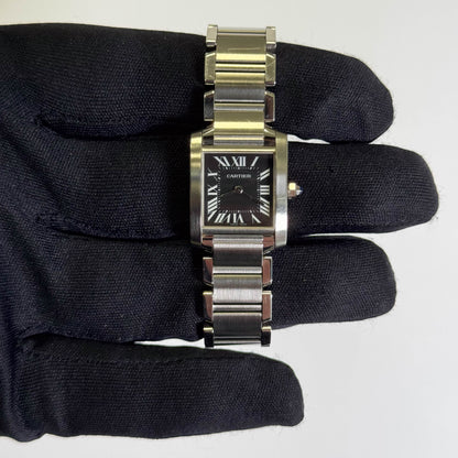 Cartier Tank 20mm Black Dial Watch Ref# W51026Q3