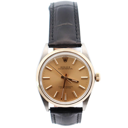 Rolex Oyster Perpetual 34mm Champagne Dial Watch Ref# 1002 - Happy Jewelers Fine Jewelry Lifetime Warranty