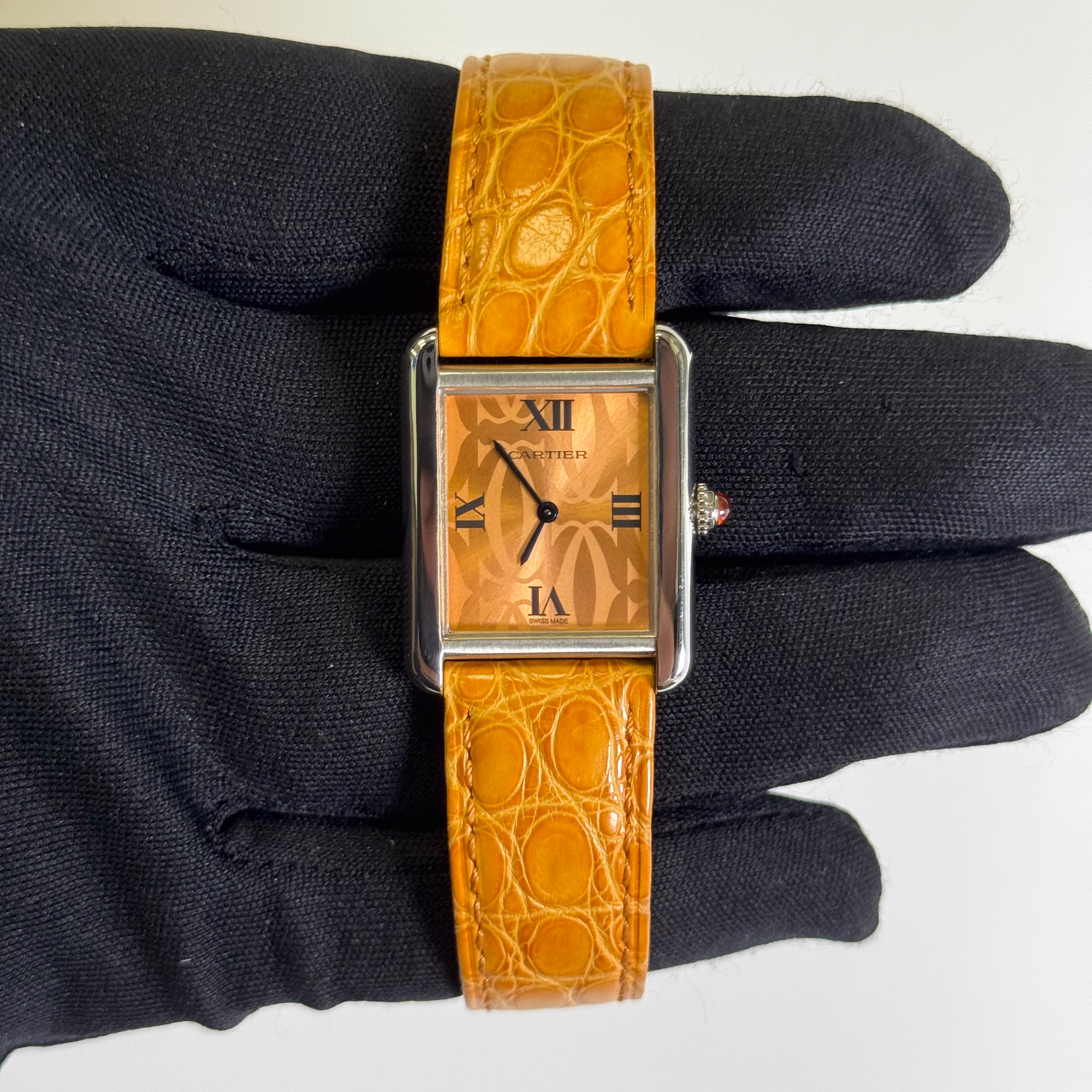 Cartier Tank Solo 23mm Orange Dial Watch Ref# W1019455