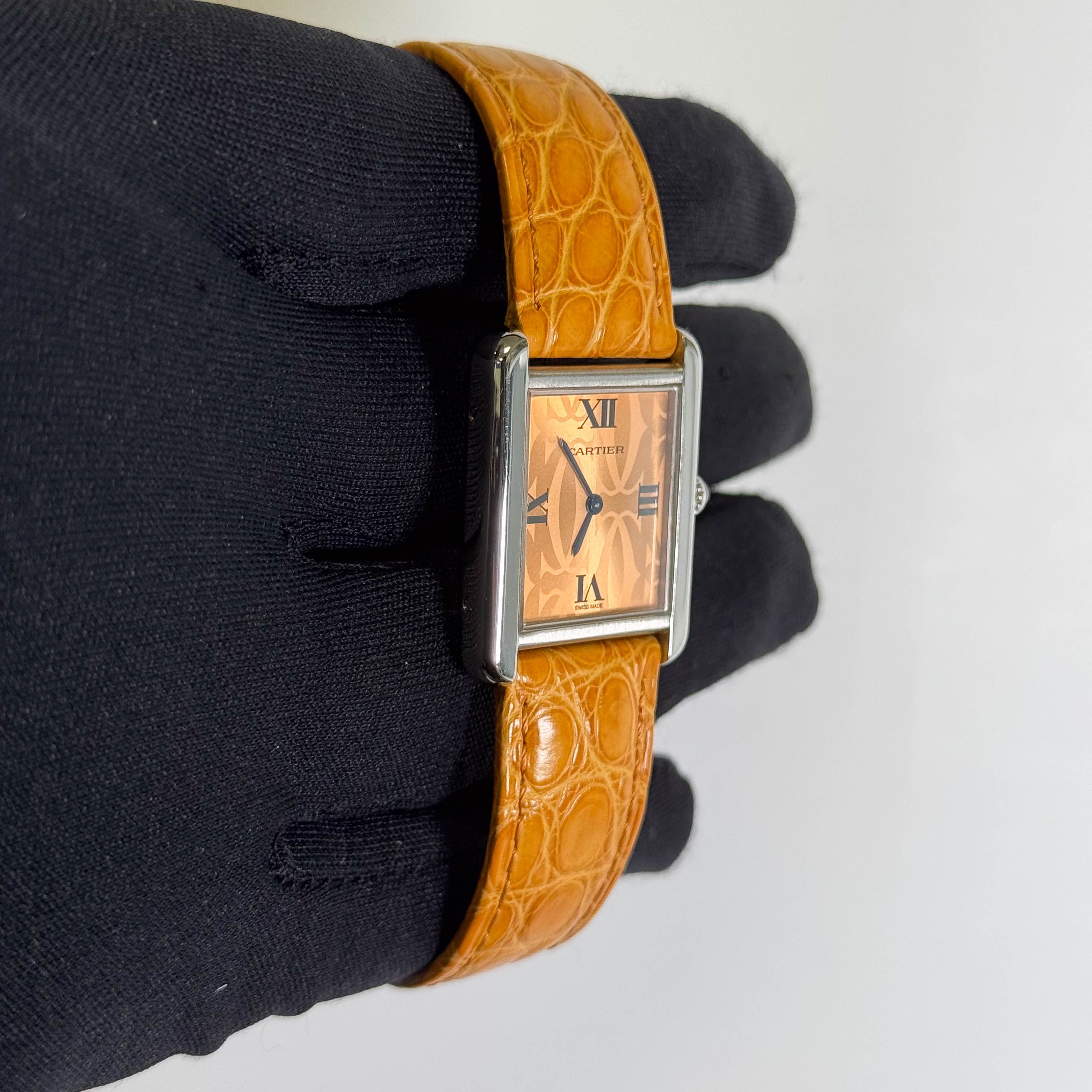 Cartier Tank Solo 23mm Orange Dial Watch Ref# W1019455